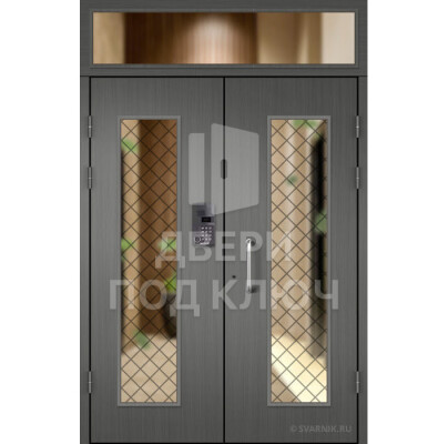 Подъездная двустворчатая дверь с кодовым замком ДПК-13775