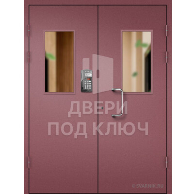 Двустворчатая металлическая подъездная дверь с домофоном, цена ДПК-13825